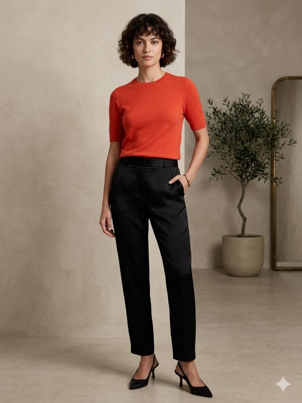 Zara womens size SVibrant Orange Short-Sleeve Knit Top